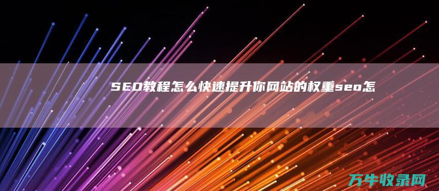 SEO教程 怎么快速提升你网站的权重 (seo怎么做教程)